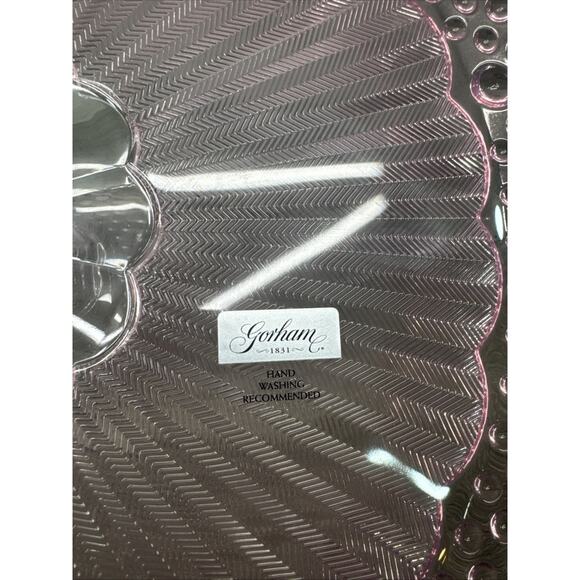 Vintage Gorham Emily's Attic Collection Pink 13” Footed Cake Plate Stand hobnail - Picture 9 of 11